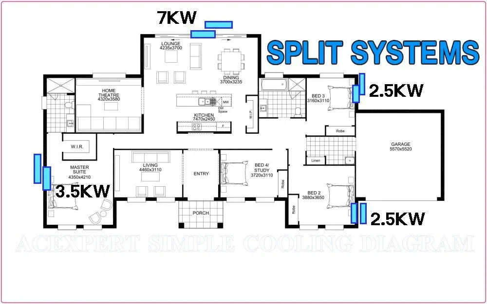 Ducted air conditioning split diagram stage 1